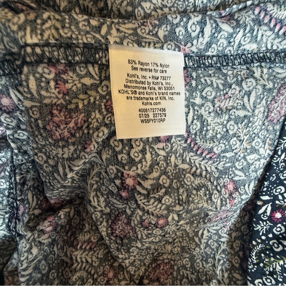 Boho Women's Blue Floral 3/4 Sleeve Midi Dress Sonoma Ivory Berry Spritz M - Picture 9 of 11